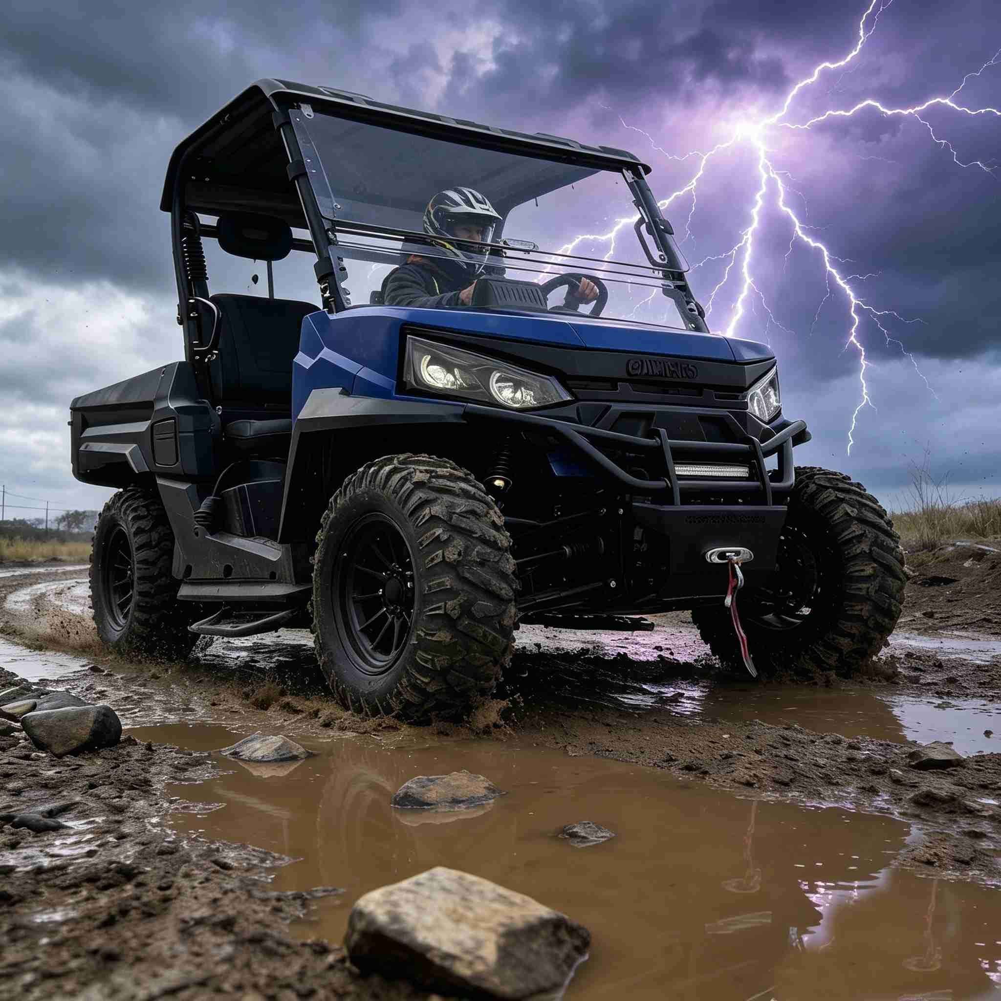 10KW AC Motor Elektrikli UTV 4WD 150Ah Pil 350kg Kargo Yatağı